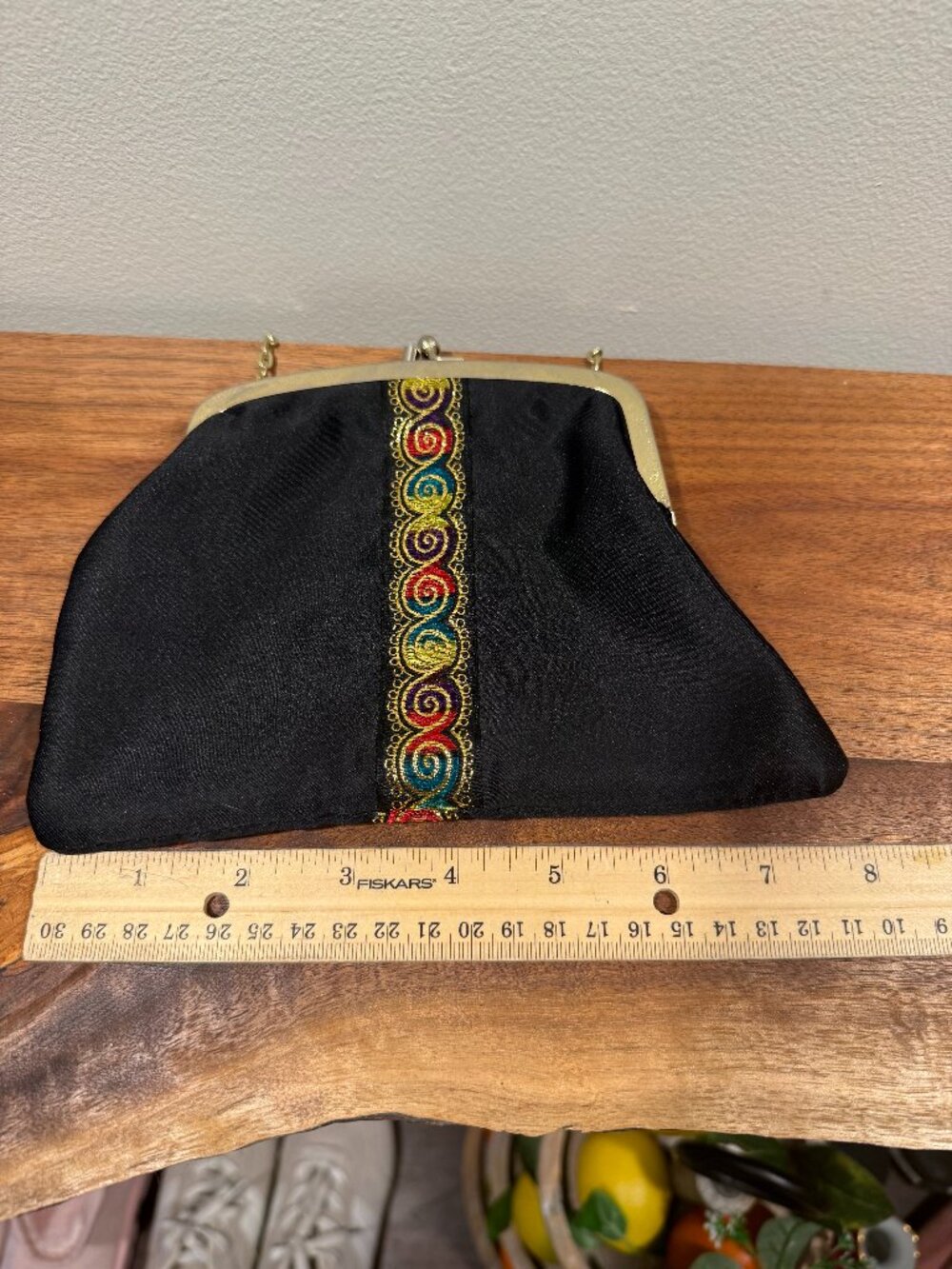 Mister Ernest Black Embroidered Clutch Handbag - vintage